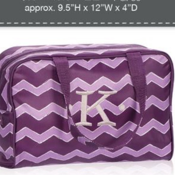 Thirty-One Handle-It Cosmetic Bag Plum Chevron - Picture 4 of 4